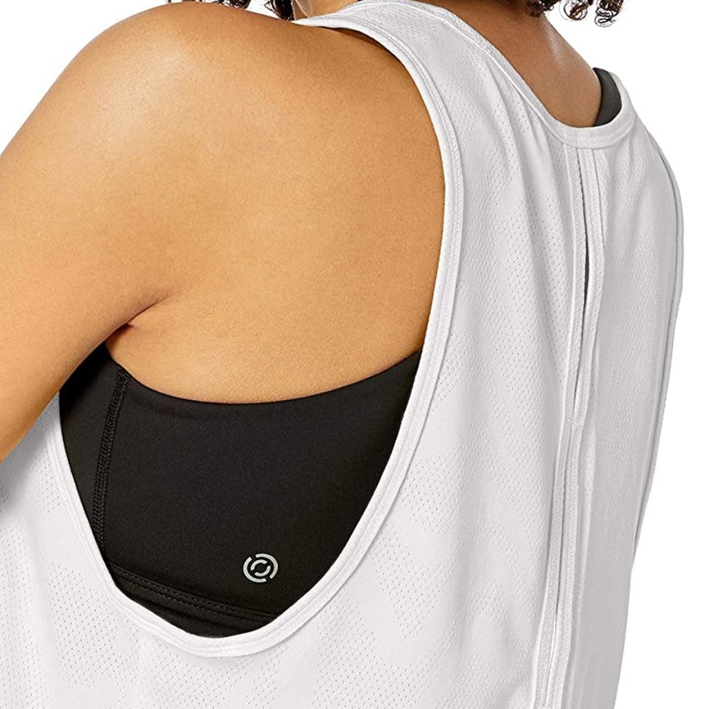 Womens XL Jacquard Mesh Workout Cropped Tank Shirt - Picture 3 of 4